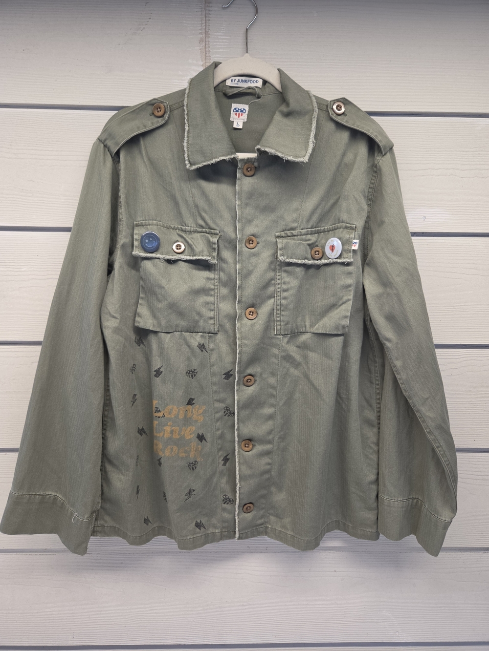 By Junkfood Army Green Button Up Light Jacket Size Large